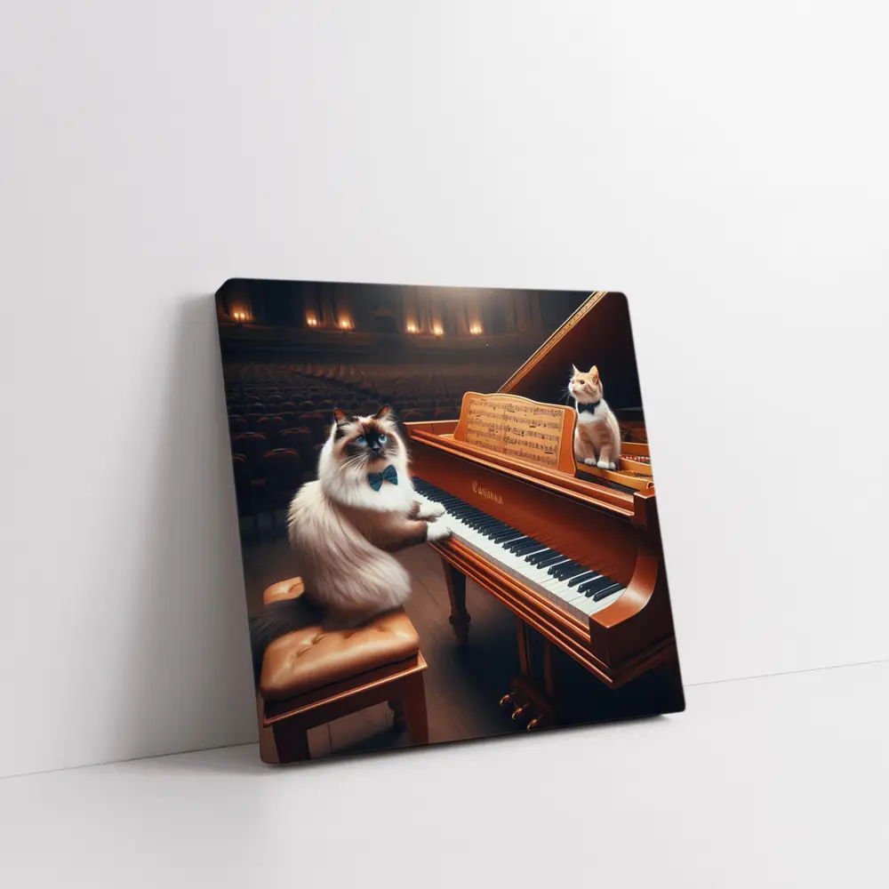 Ragdoll Cat Playing Grand Piano Concert Hall – Wall Art