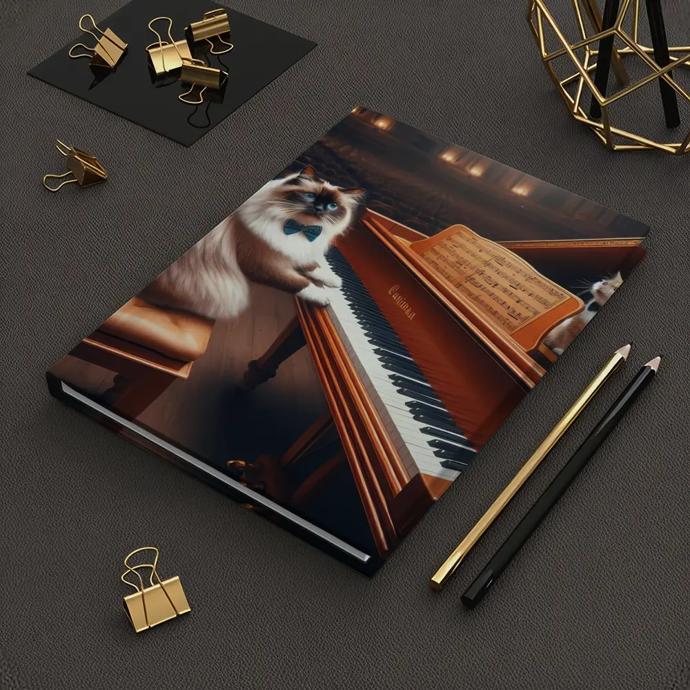 Ragdoll Cat Playing Grand Piano Concert Hall – Notebooks
