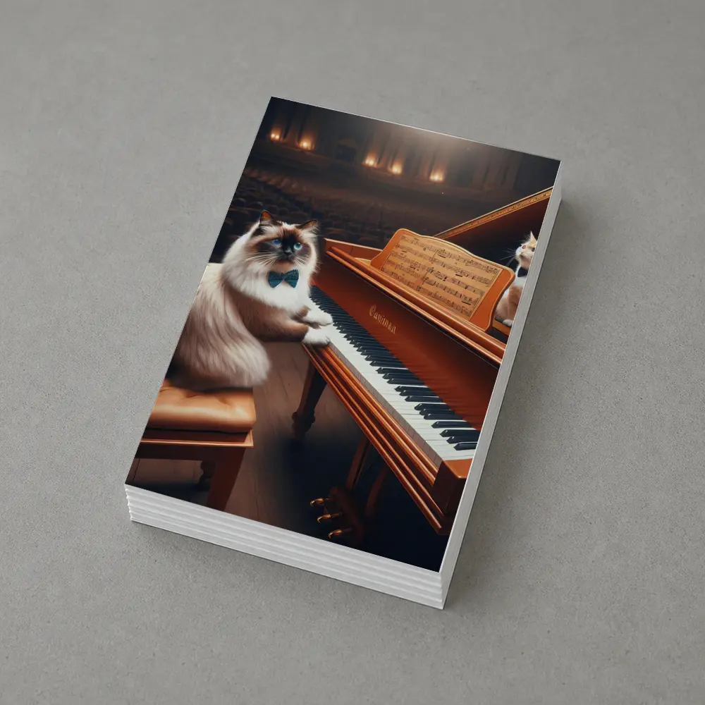 Ragdoll Cat Playing Grand Piano Concert Hall – Postcards
