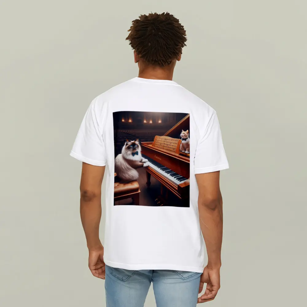 Ragdoll Cat Playing Grand Piano Concert Hall – T-Shirts