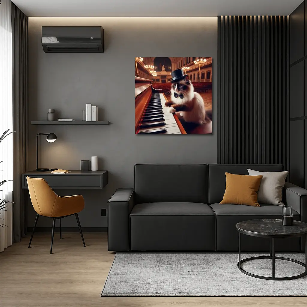 Ragdoll Cat Playing Piano Concert Hall – Wall Art