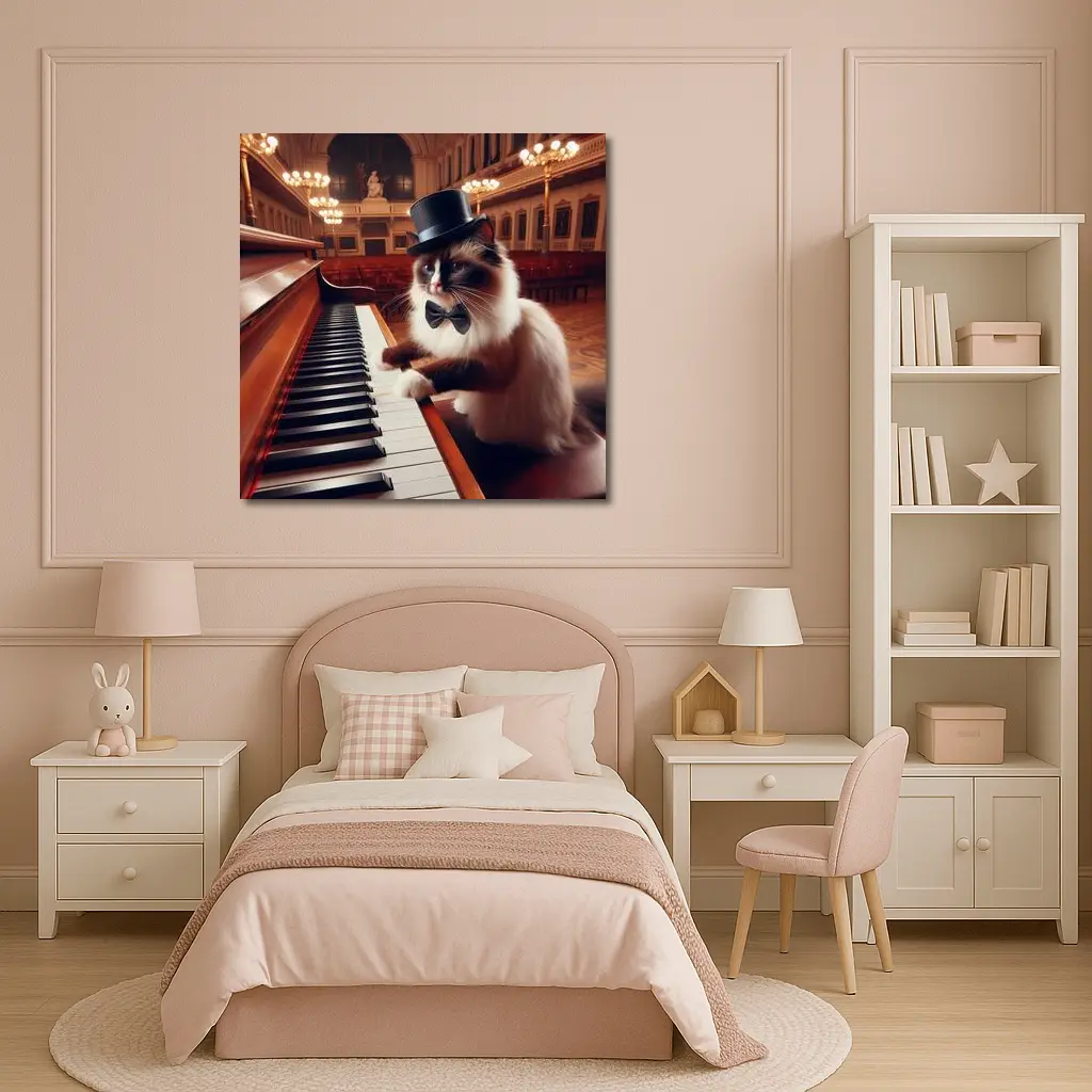 Ragdoll Cat Playing Piano Concert Hall – Wall Art