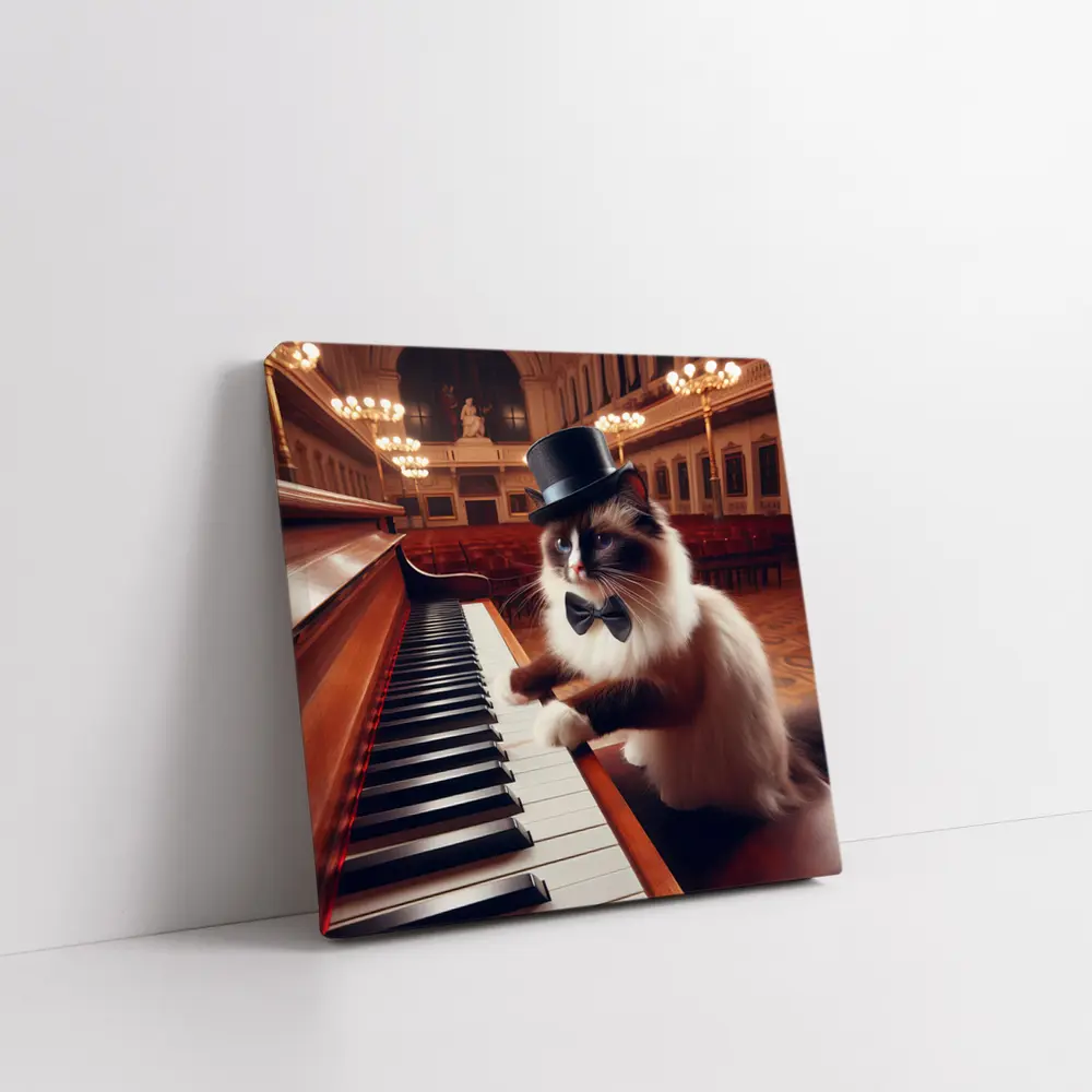 Ragdoll Cat Playing Piano Concert Hall – Wall Art