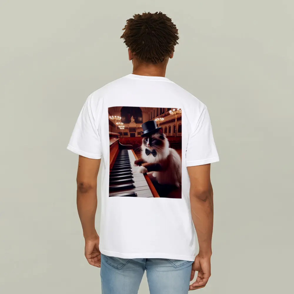 Ragdoll Cat Playing Piano Concert Hall – T-Shirts