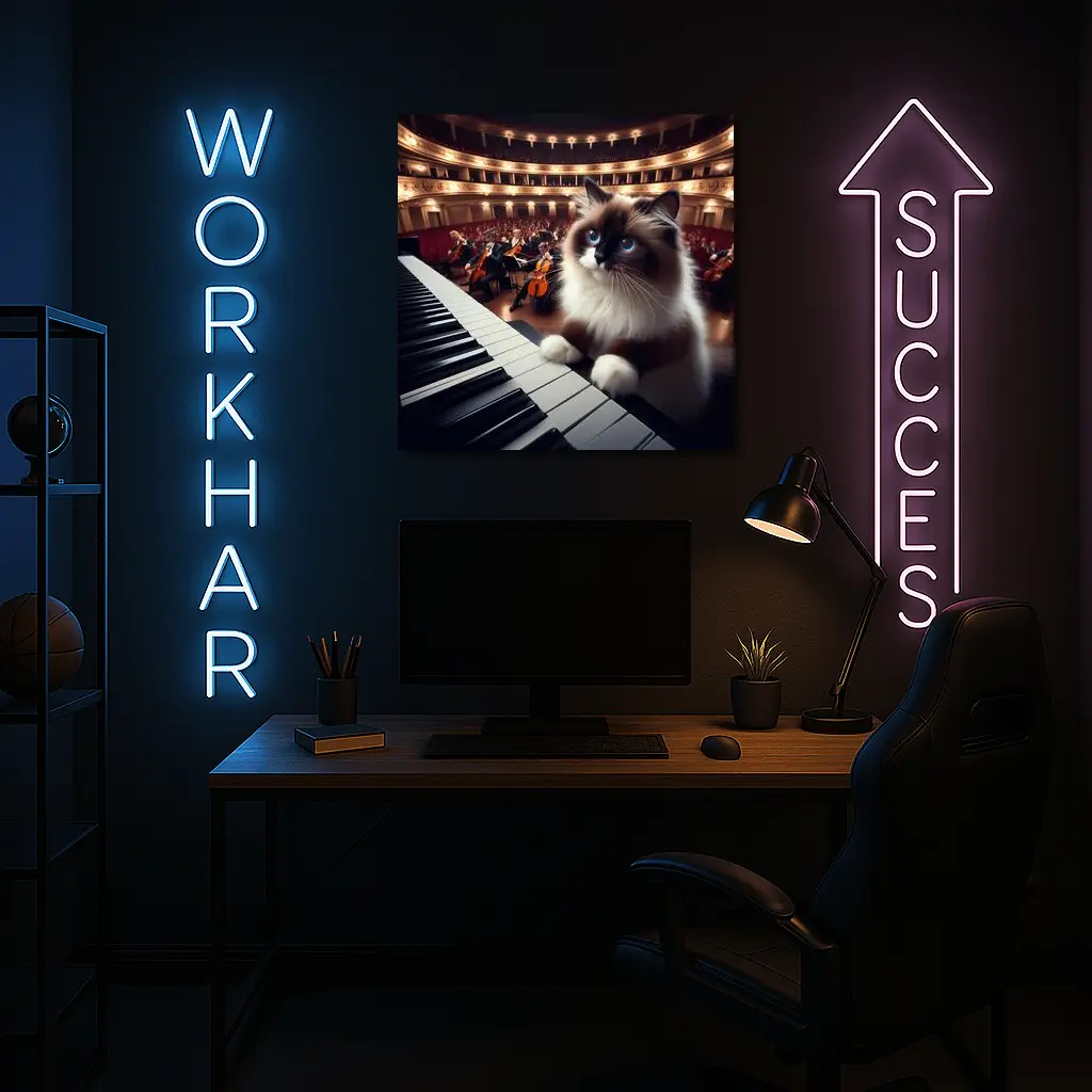 Ragdoll Cat Playing Piano Concert Hall – Wall Art