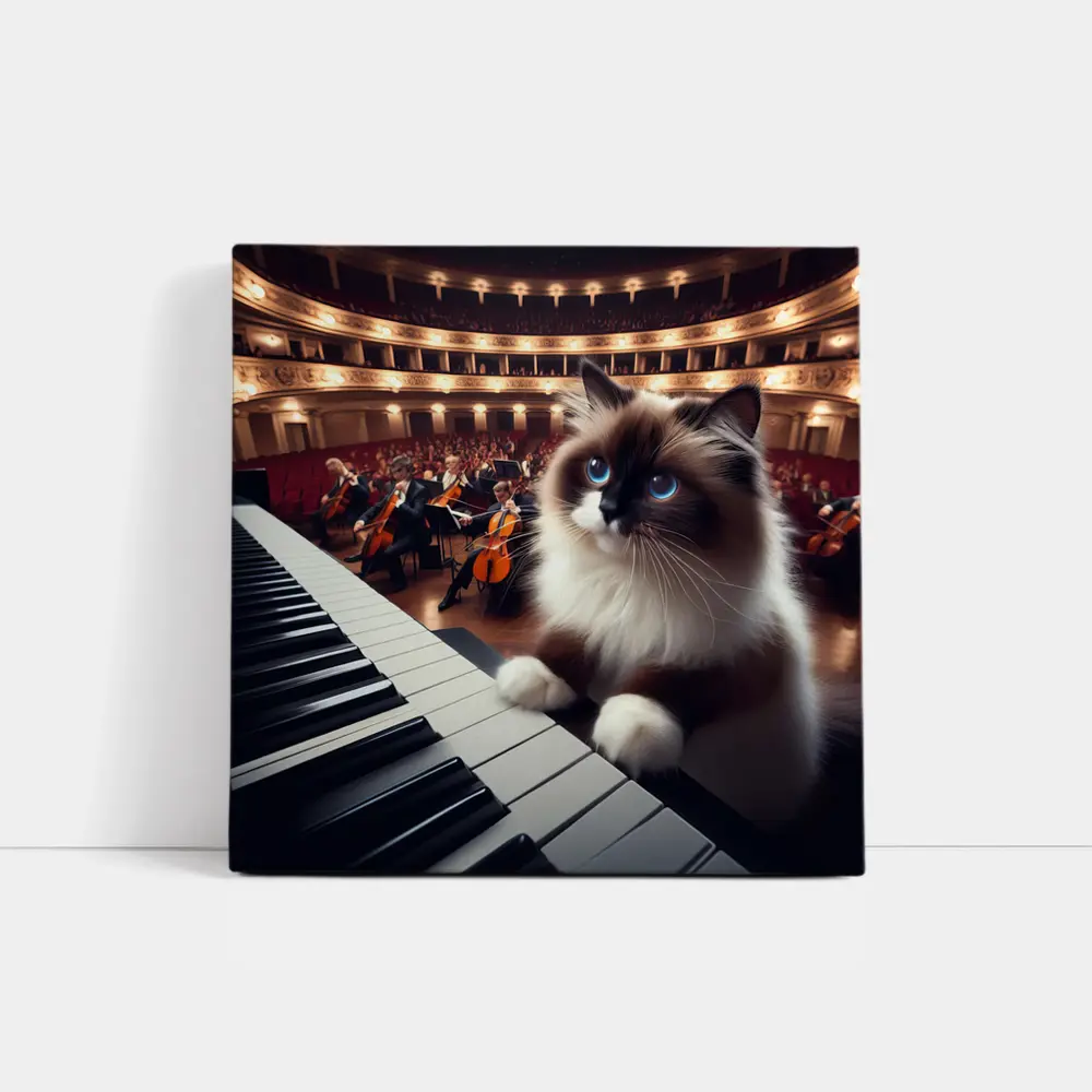 Ragdoll Cat Playing Piano Concert Hall – Wall Art