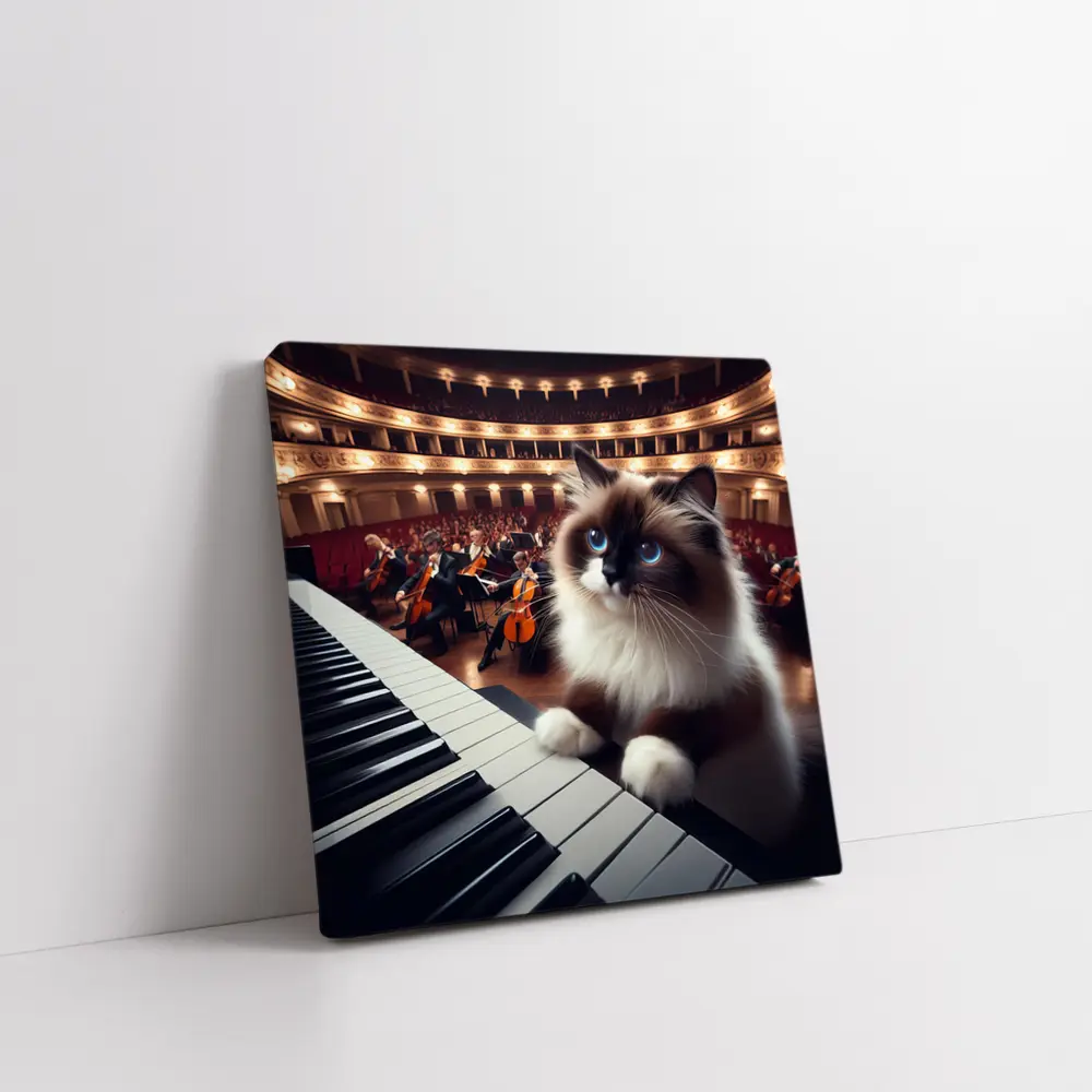 Ragdoll Cat Playing Piano Concert Hall – Wall Art