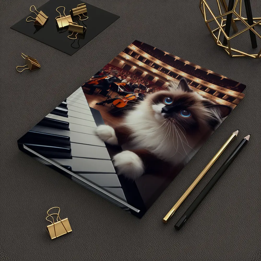 Ragdoll Cat Playing Piano Concert Hall – Notebooks