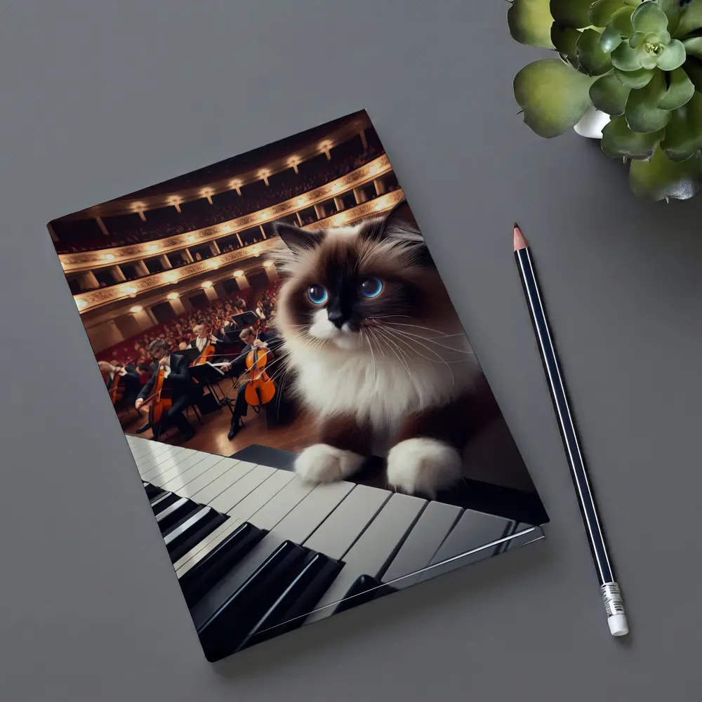 Ragdoll Cat Playing Piano Concert Hall – Notebooks