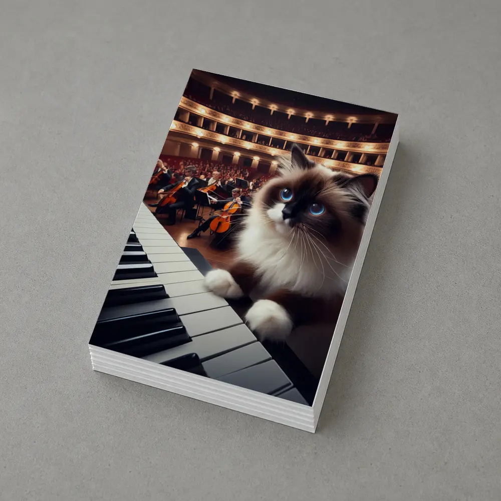 Ragdoll Cat Playing Piano Concert Hall – Postcards