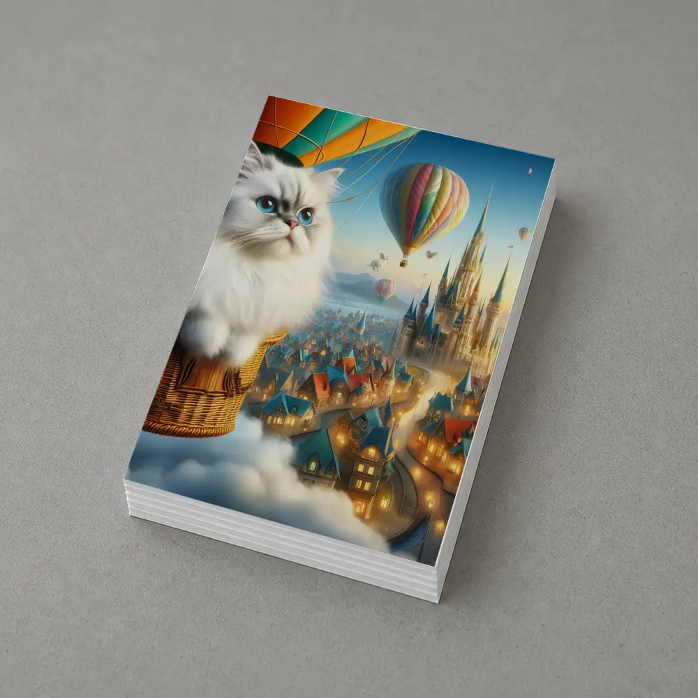 Persian Cat Hot Air Balloon Fantasy City – Postcards