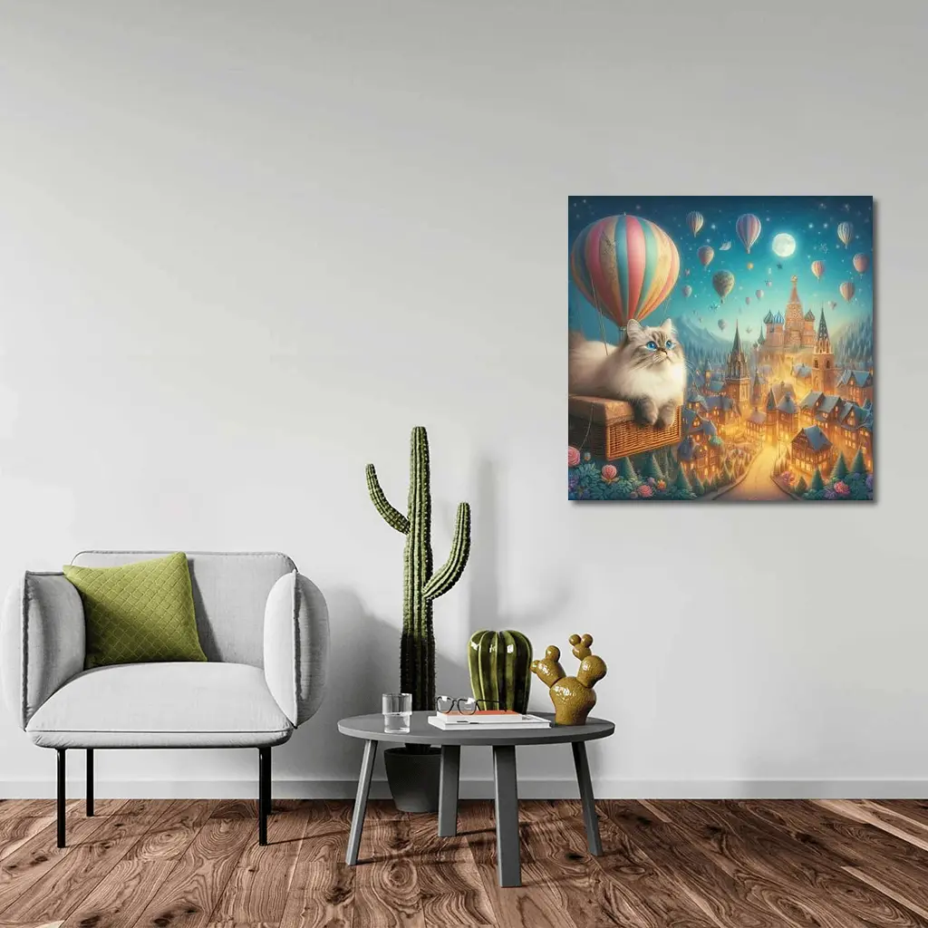 Ragdoll Cat Hot Air Balloon Fantasy City – Wall Art