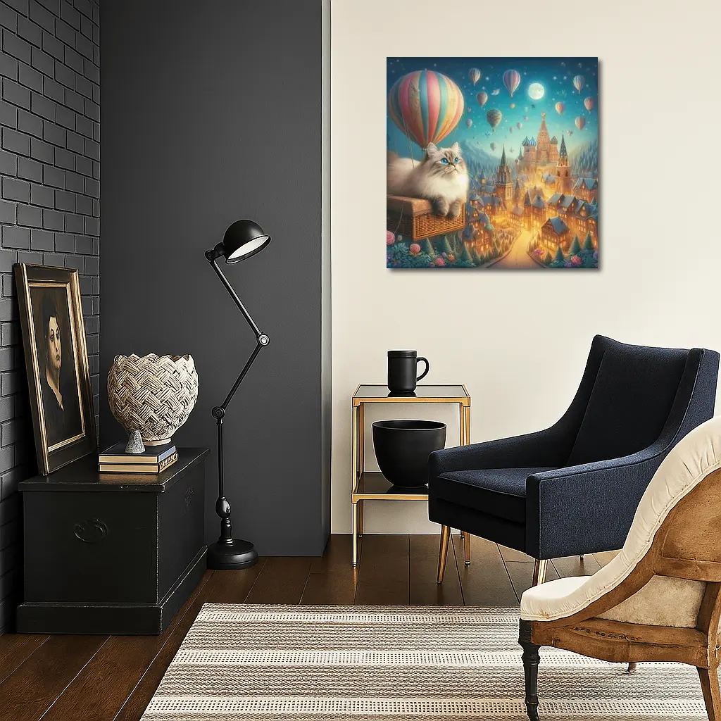 Ragdoll Cat Hot Air Balloon Fantasy City – Wall Art