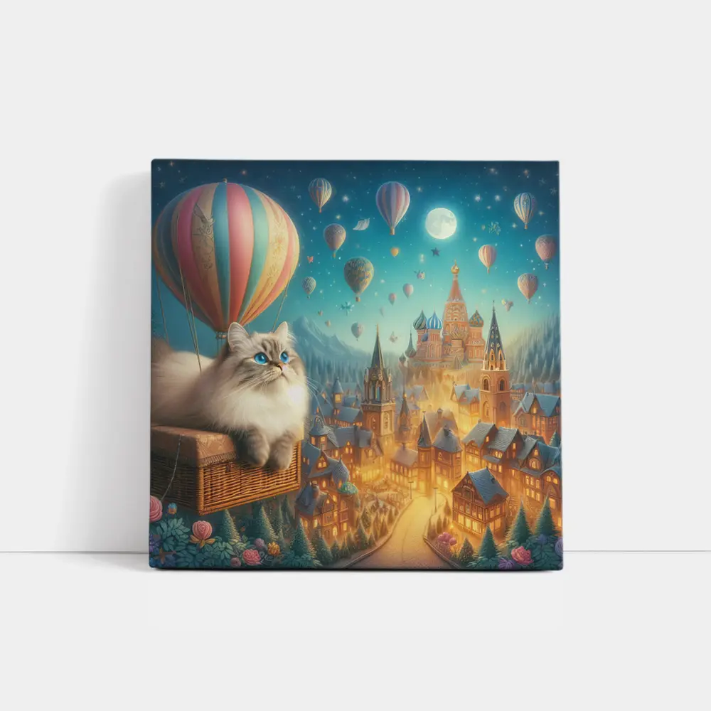 Ragdoll Cat Hot Air Balloon Fantasy City – Wall Art