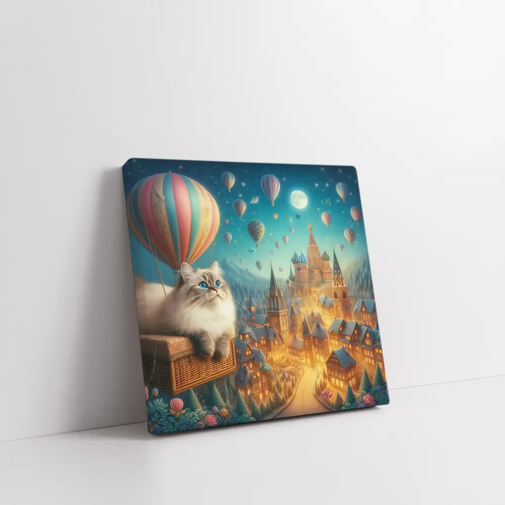Ragdoll Cat Hot Air Balloon Fantasy City – Wall Art