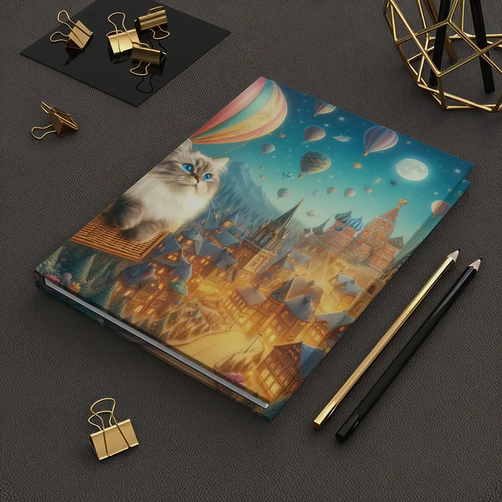 Ragdoll Cat Hot Air Balloon Fantasy City – Notebooks