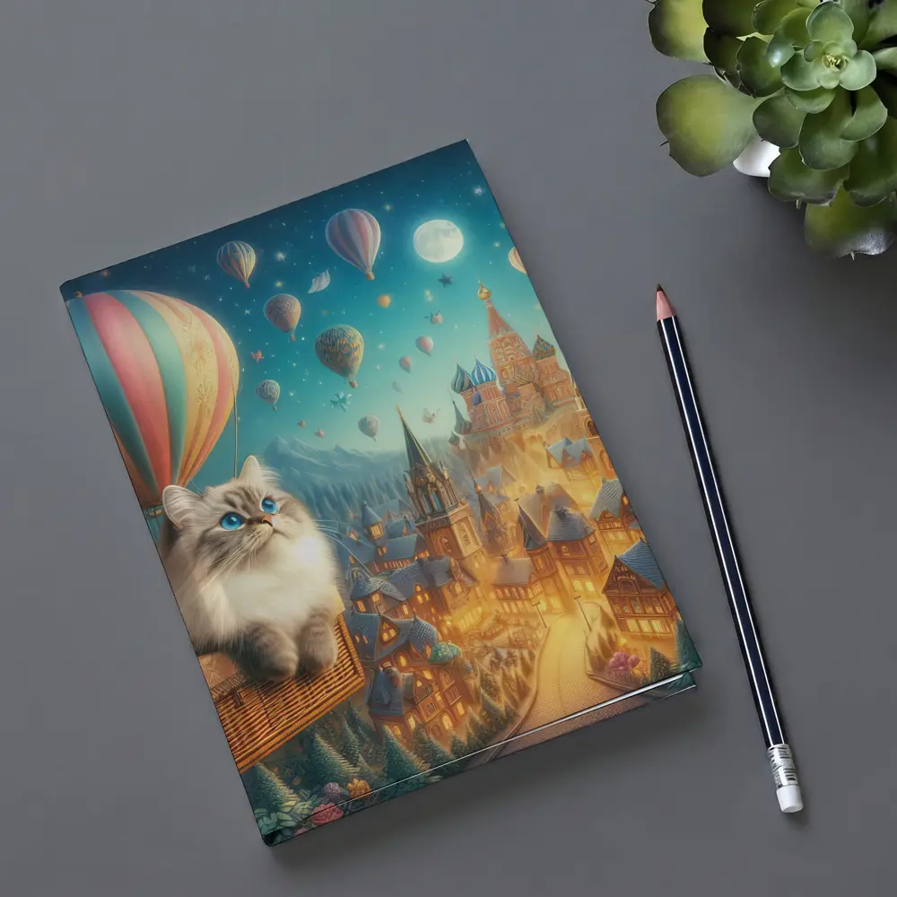 Ragdoll Cat Hot Air Balloon Fantasy City – Notebooks