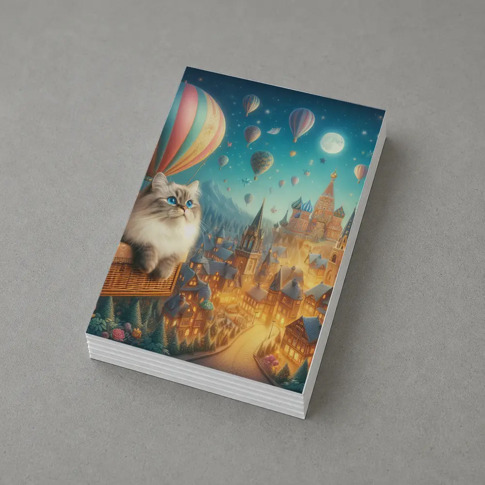 Ragdoll Cat Hot Air Balloon Fantasy City – Postcards