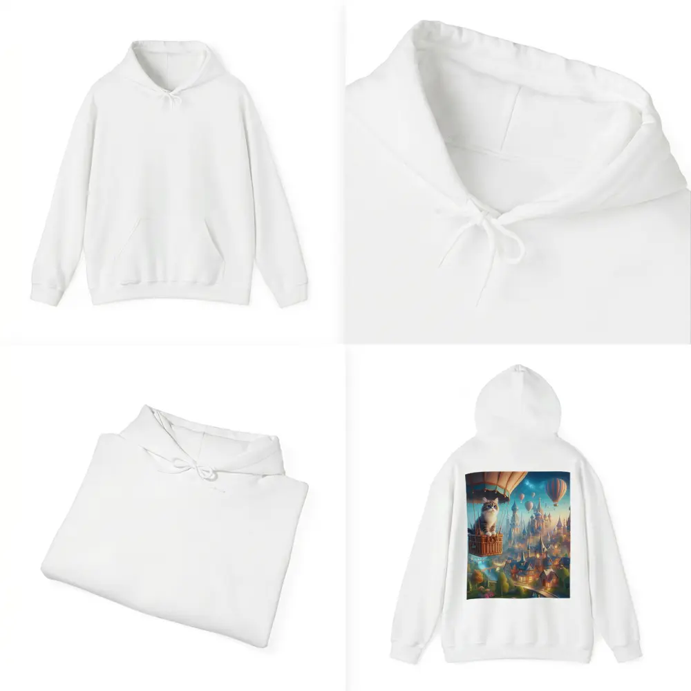 Cat Hot Air Balloon Fantasy Castle Town – Hoodies