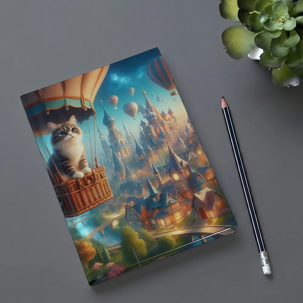 Cat Hot Air Balloon Fantasy Castle Town – Notebooks