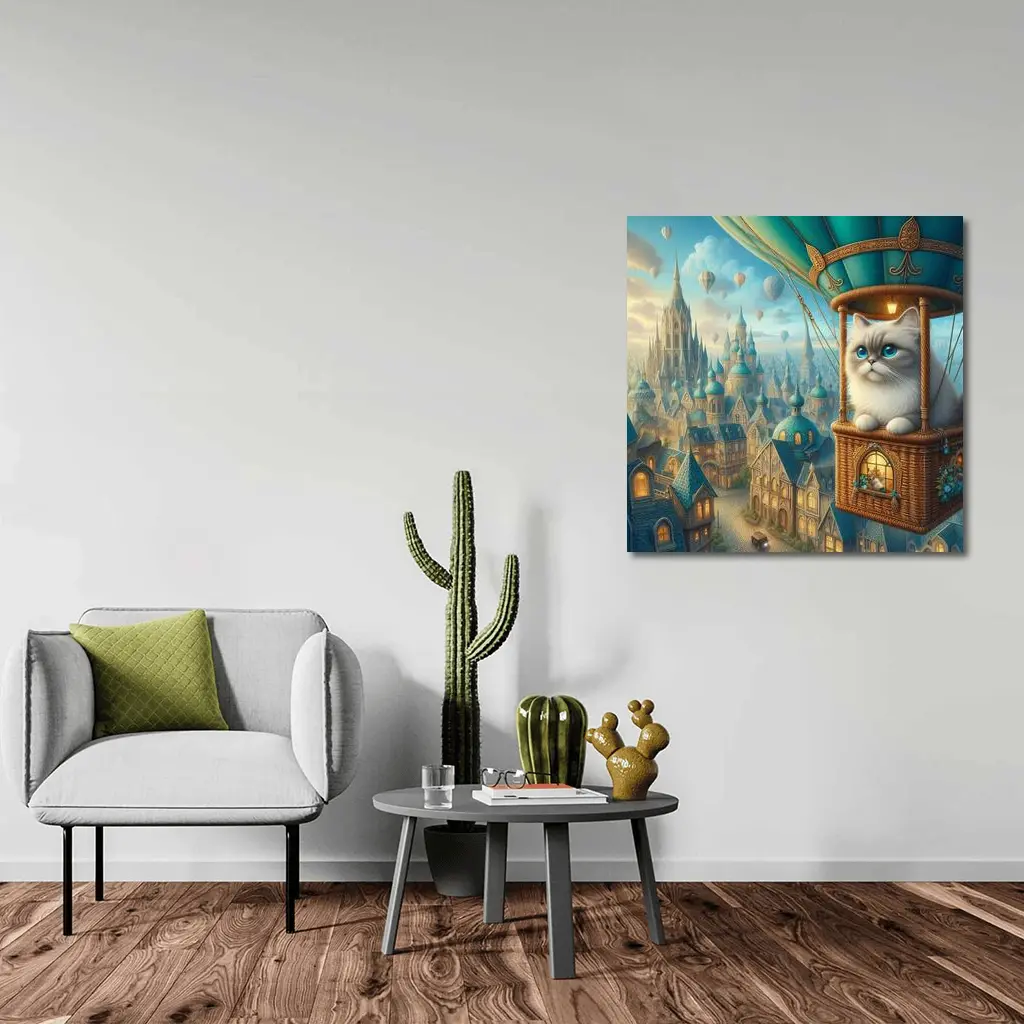 Ragdoll Cat Hot Air Balloon Fantasy City – Wall Art