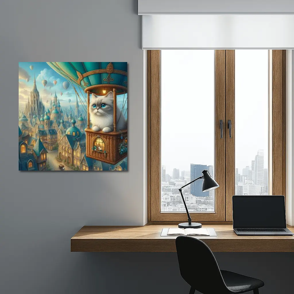 Ragdoll Cat Hot Air Balloon Fantasy City – Wall Art