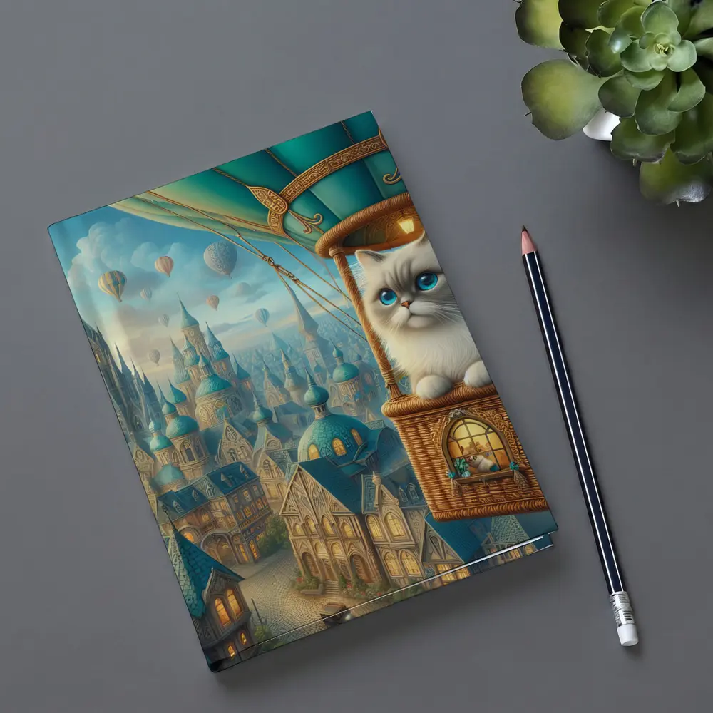 Ragdoll Cat Hot Air Balloon Fantasy City – Notebooks