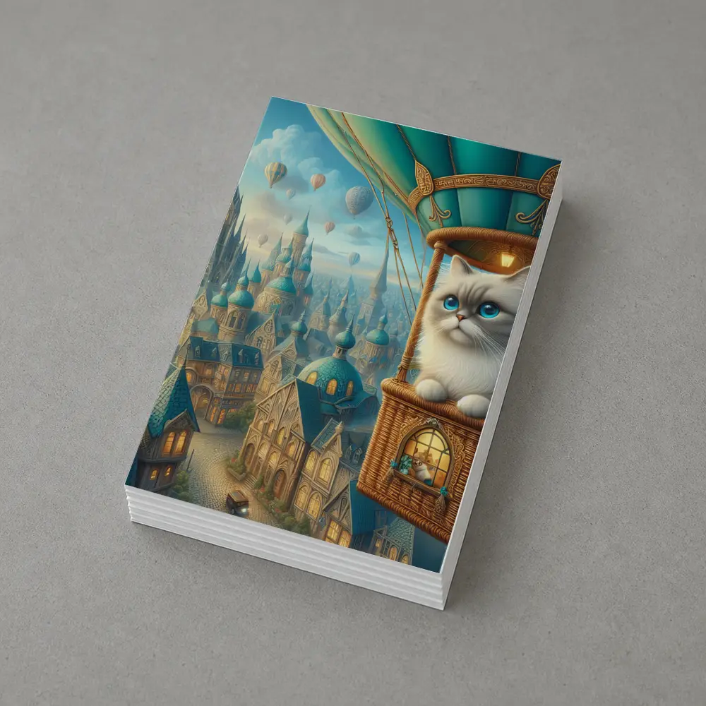 Ragdoll Cat Hot Air Balloon Fantasy City – Postcards
