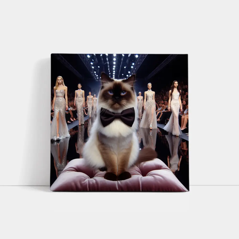 Birman Cat Bow Tie Fashion Runway Show – Wall Art