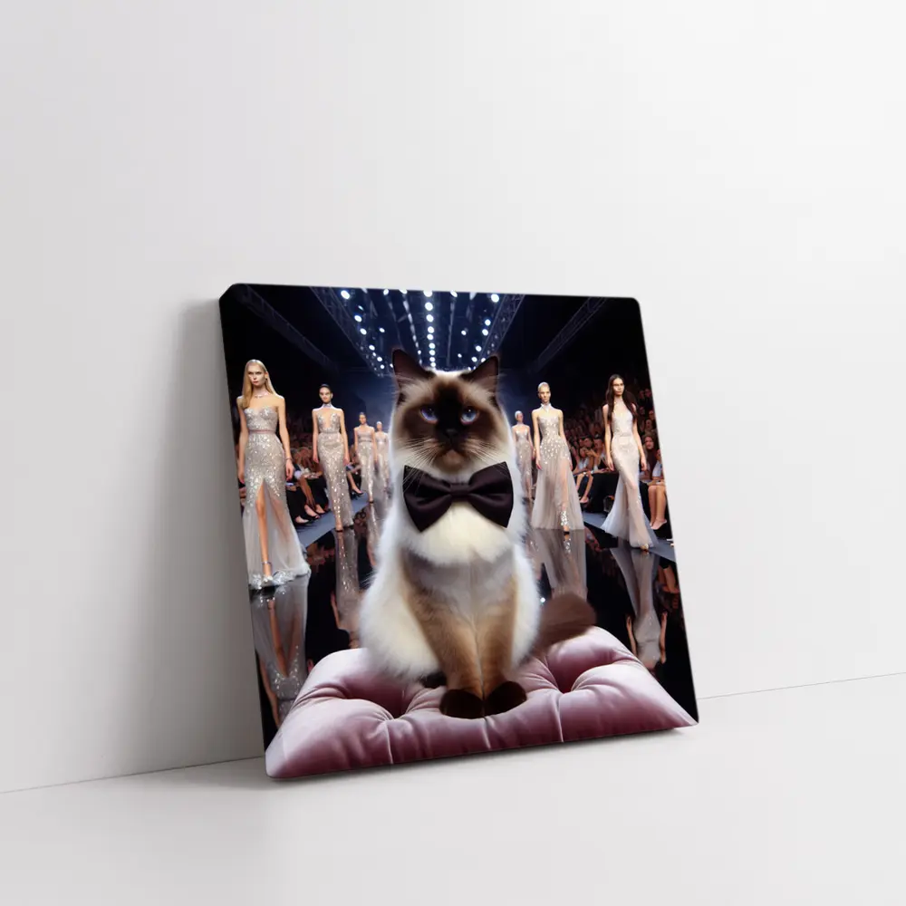 Birman Cat Bow Tie Fashion Runway Show – Wall Art