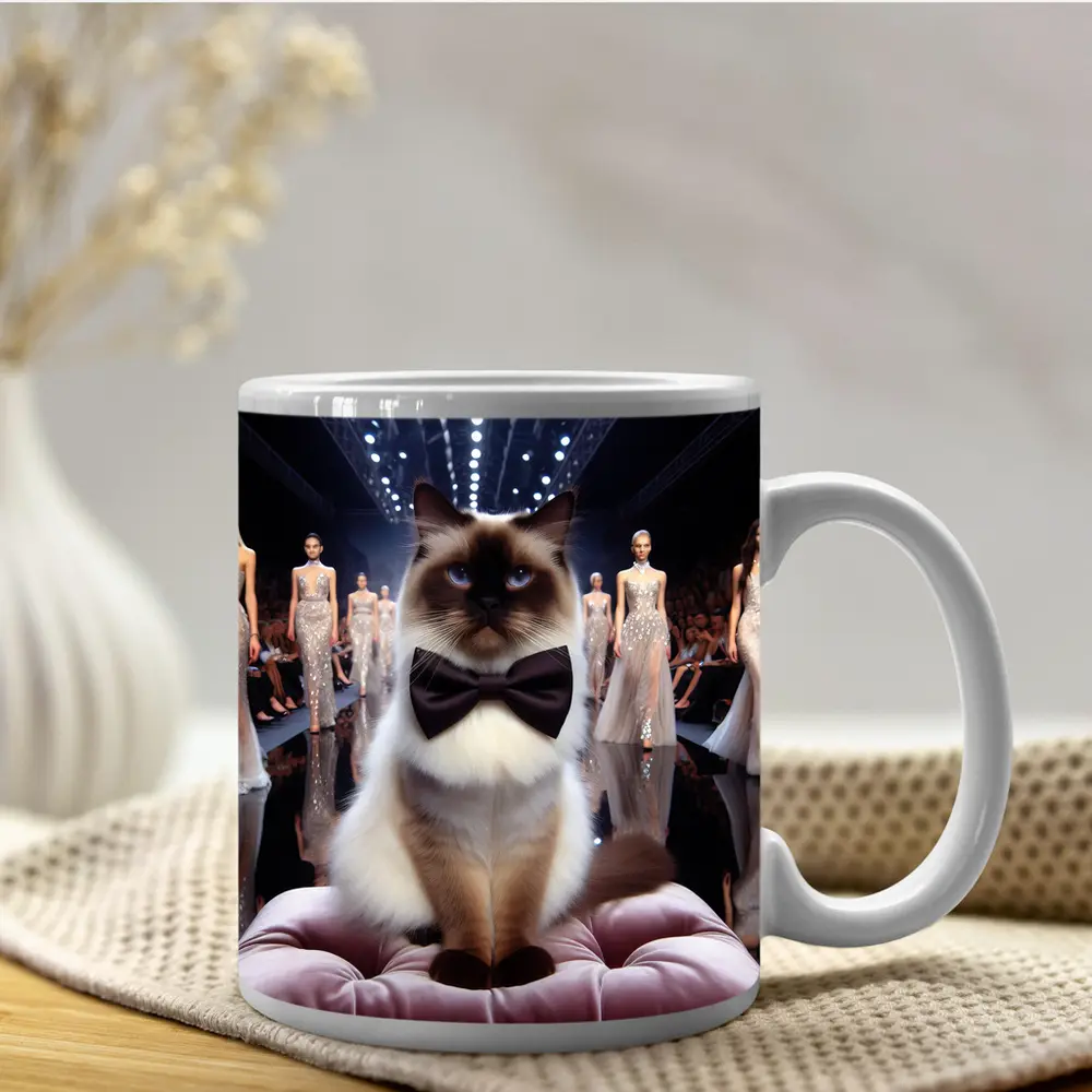 Birman Cat Bow Tie Fashion Runway Show – Mugs