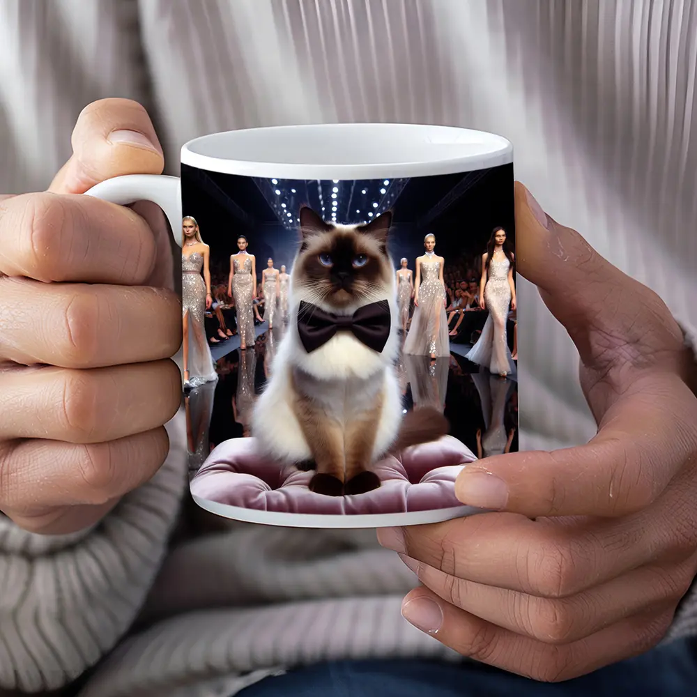 Birman Cat Bow Tie Fashion Runway Show – Mugs