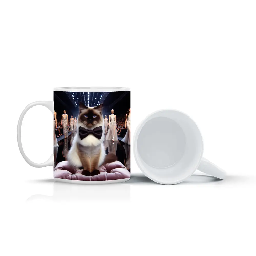 Birman Cat Bow Tie Fashion Runway Show – Mugs