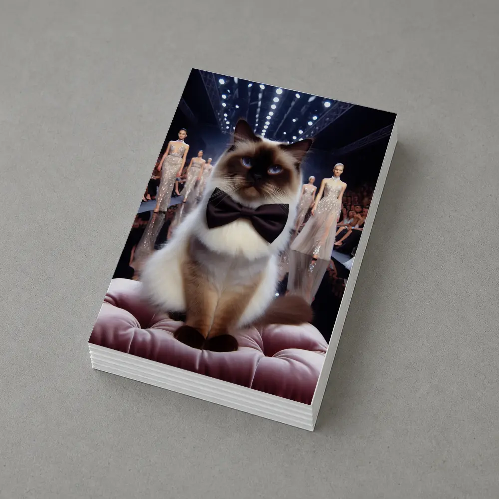 Birman Cat Bow Tie Fashion Runway Show – Postcards