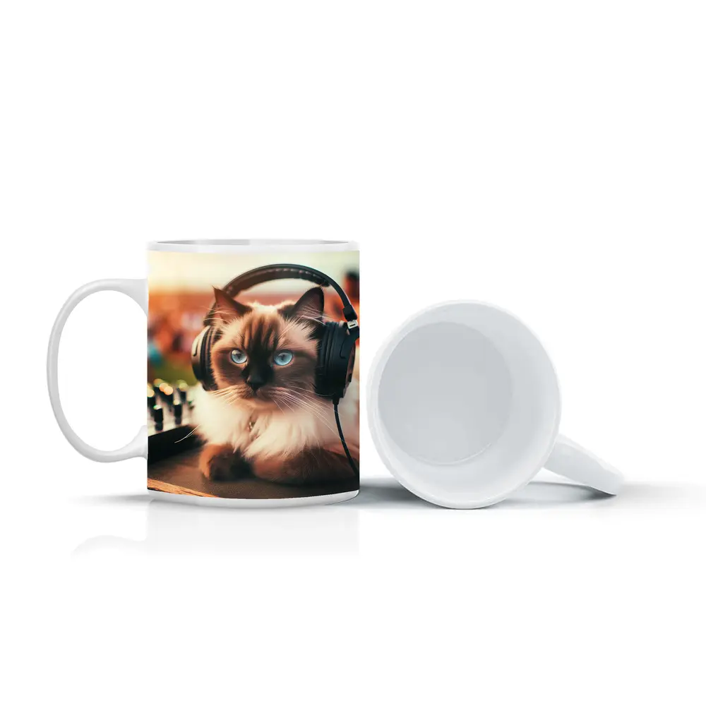 Birman Cat DJ Headphones Outdoor Party – Mugs
