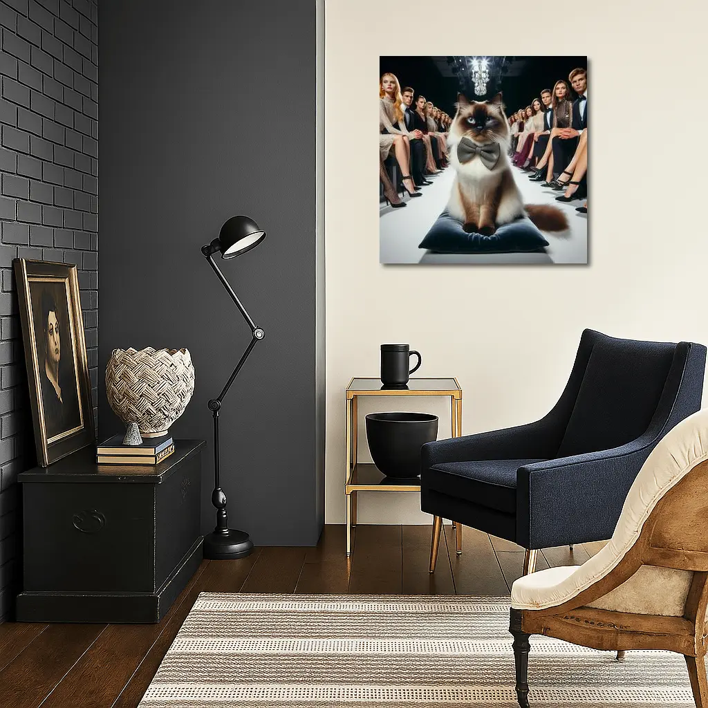 Birman Cat Bow Tie Fashion Show Runway – Wall Art