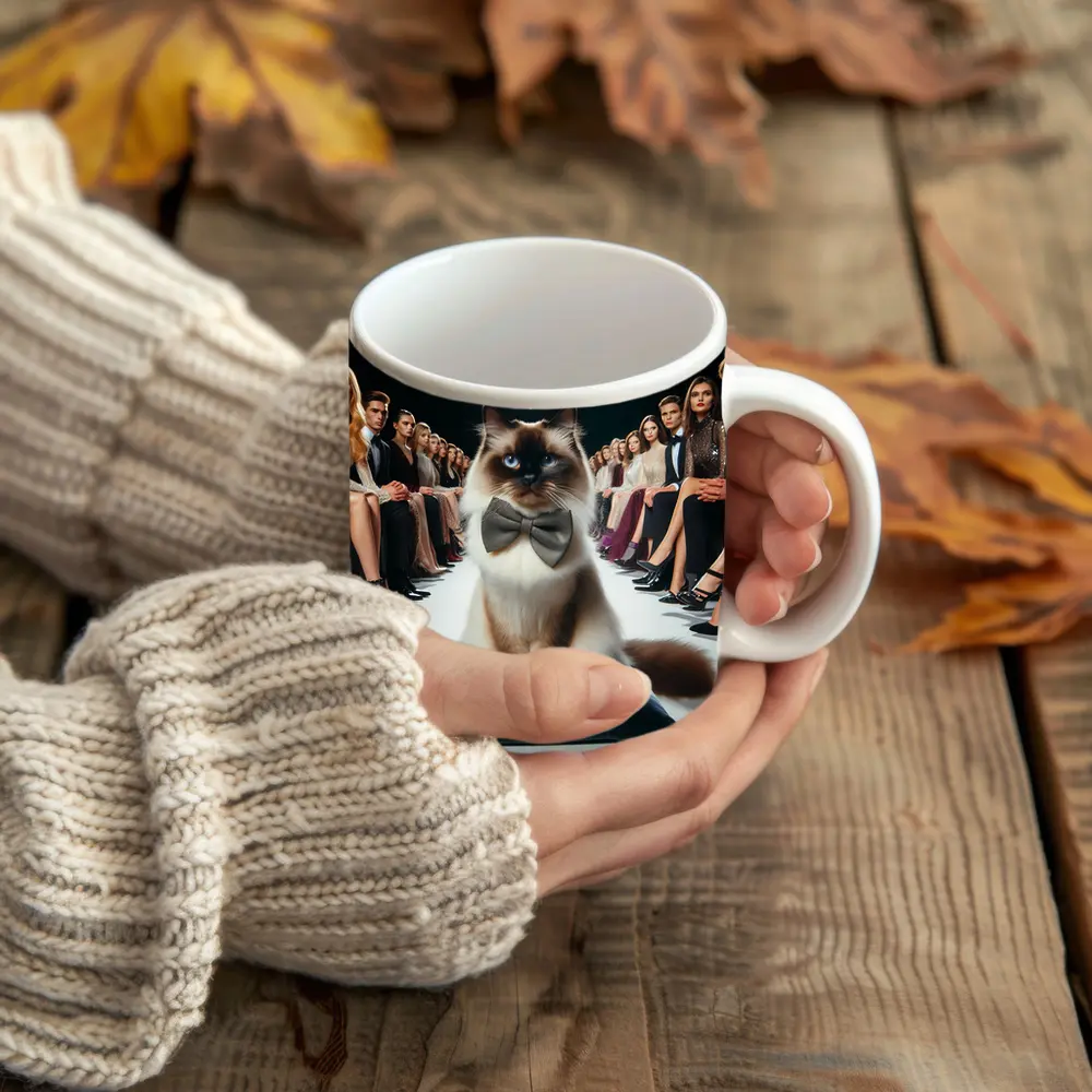 Birman Cat Bow Tie Fashion Show Runway – Mugs