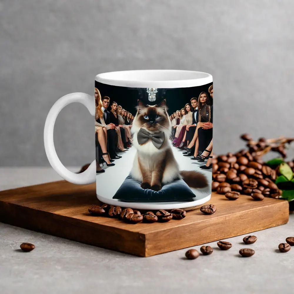 Birman Cat Bow Tie Fashion Show Runway – Mugs