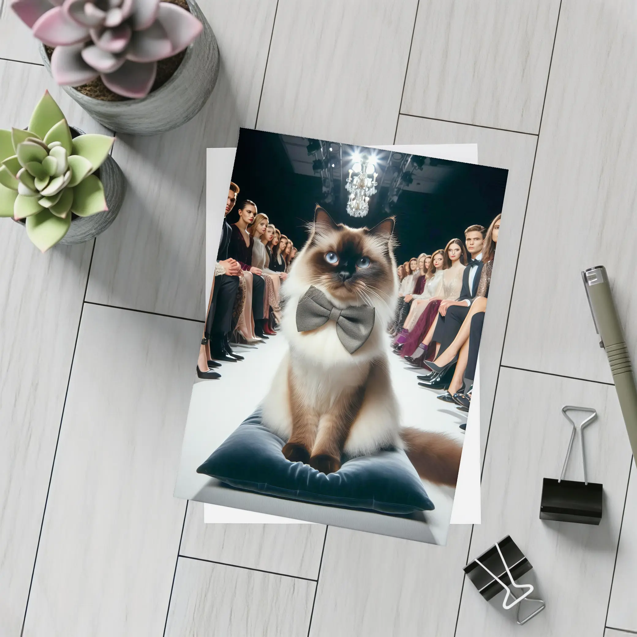 Birman Cat Bow Tie Fashion Show Runway – Postcards