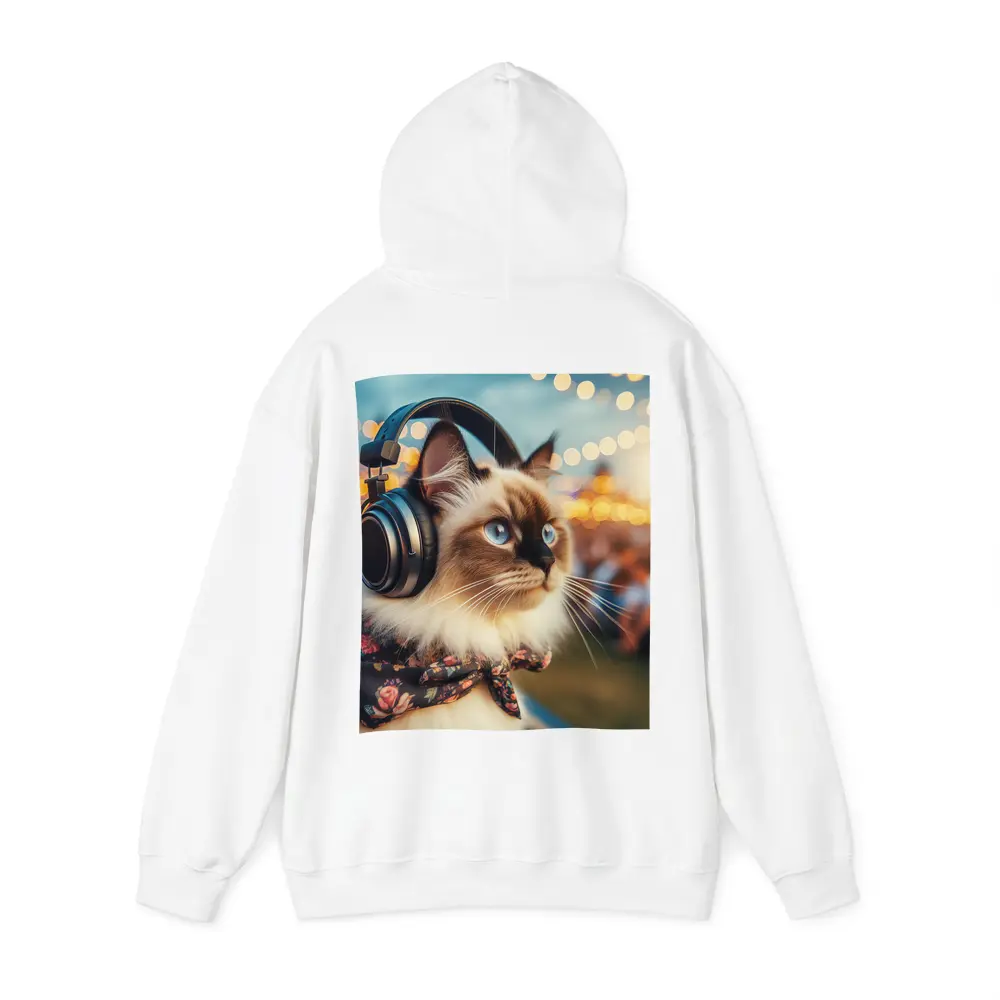 Birman Cat Headphones Floral Bandana Bokeh Lights – Hoodies