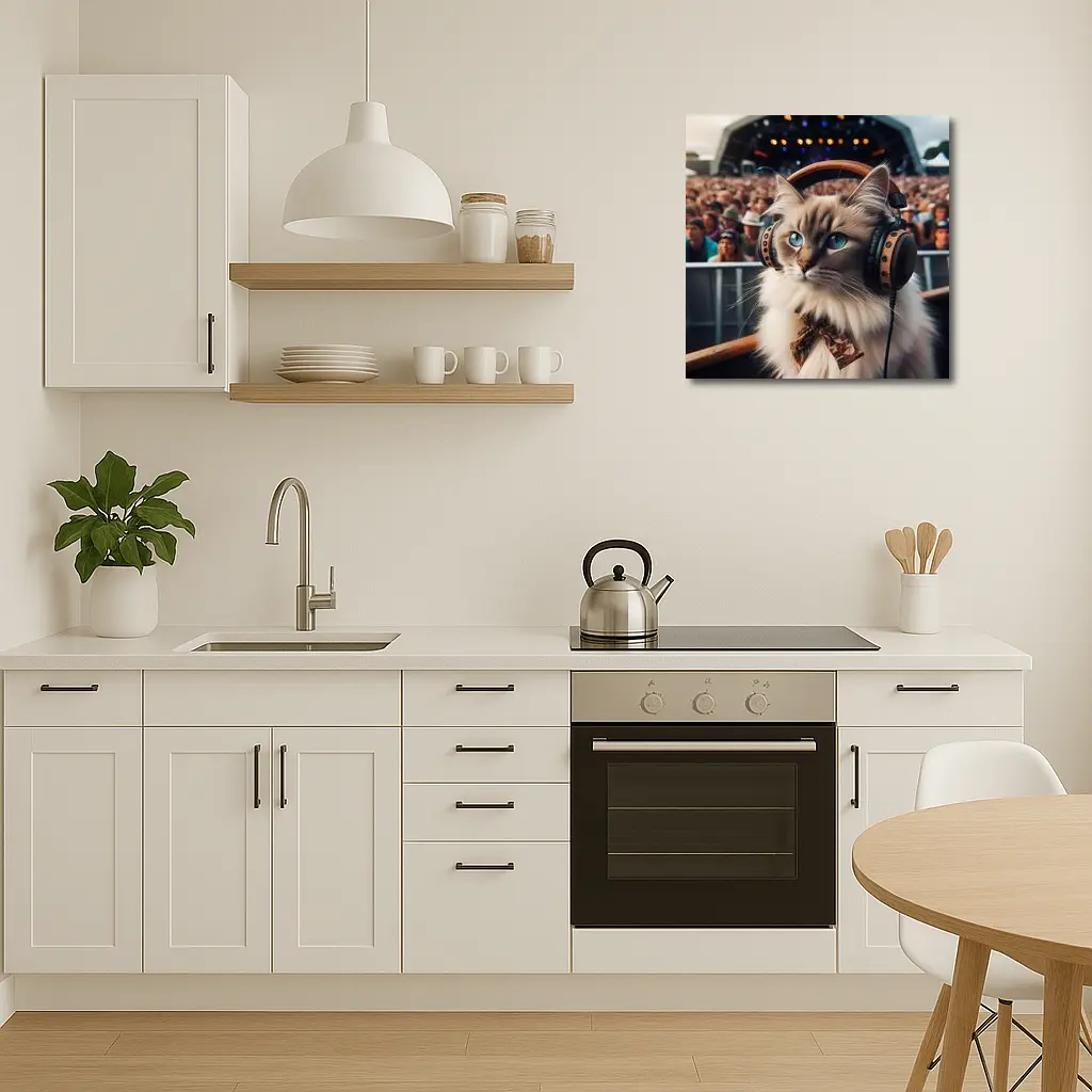 Ragdoll Cat Headphones Concert Festival Crowd – Wall Art