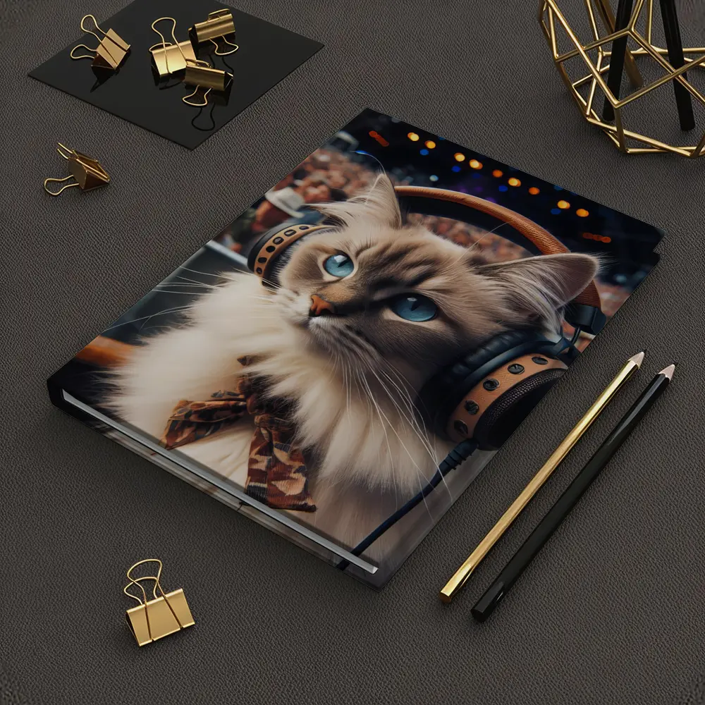 Ragdoll Cat Headphones Concert Festival Crowd – Notebooks