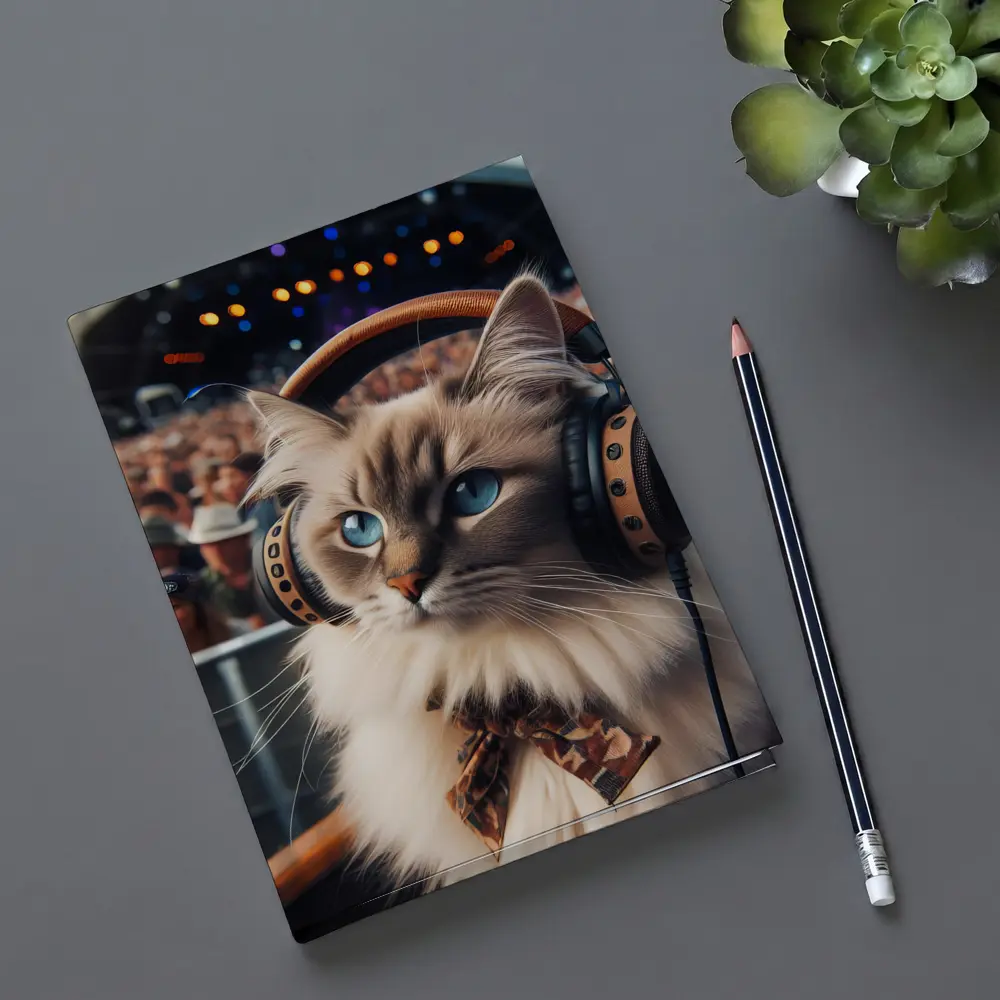 Ragdoll Cat Headphones Concert Festival Crowd – Notebooks