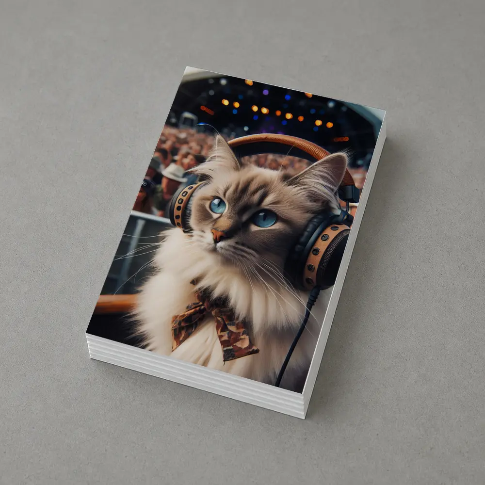 Ragdoll Cat Headphones Concert Festival Crowd – Postcards