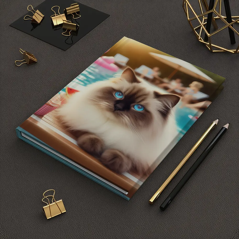 Birman Cat Blue Eyes Pool Party Summer – Notebooks