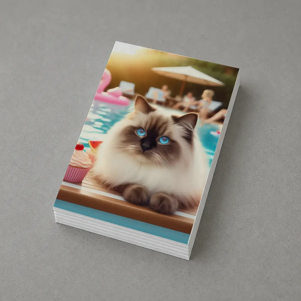 Birman Cat Blue Eyes Pool Party Summer – Postcards
