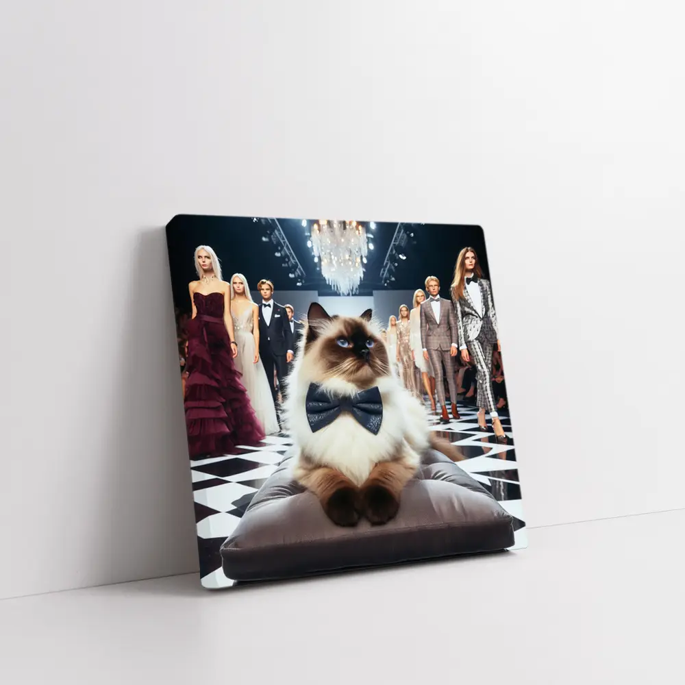 Birman Cat Wearing Bow Tie Fashion Runway – Wall Art