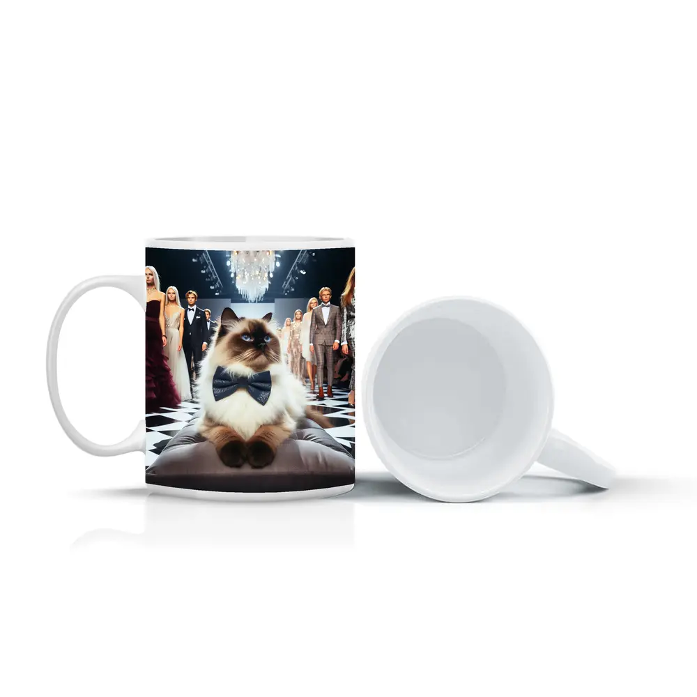 Birman Cat Wearing Bow Tie Fashion Runway – Mugs