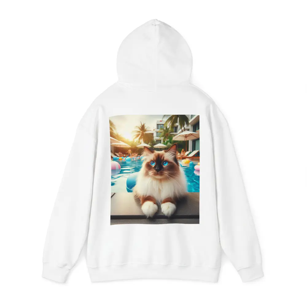 Ragdoll Cat Relaxing By Resort Pool – Hoodies