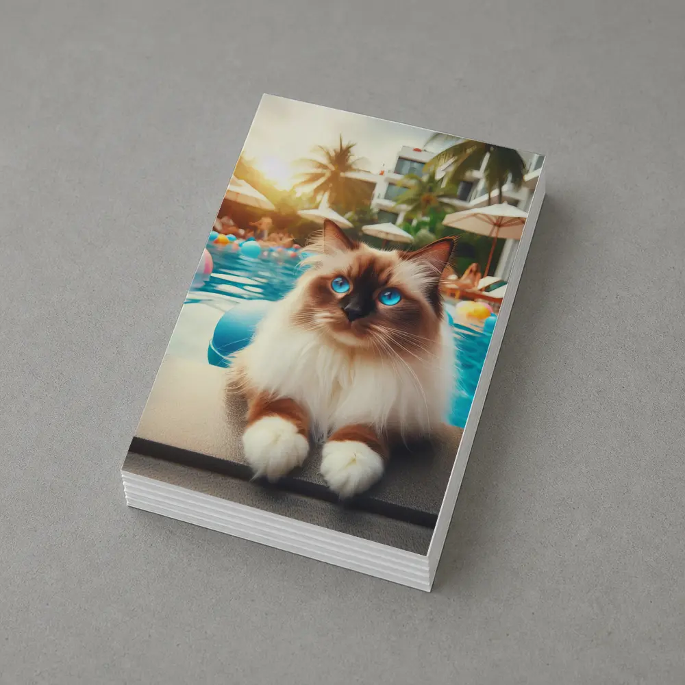 Ragdoll Cat Relaxing By Resort Pool – Postcards